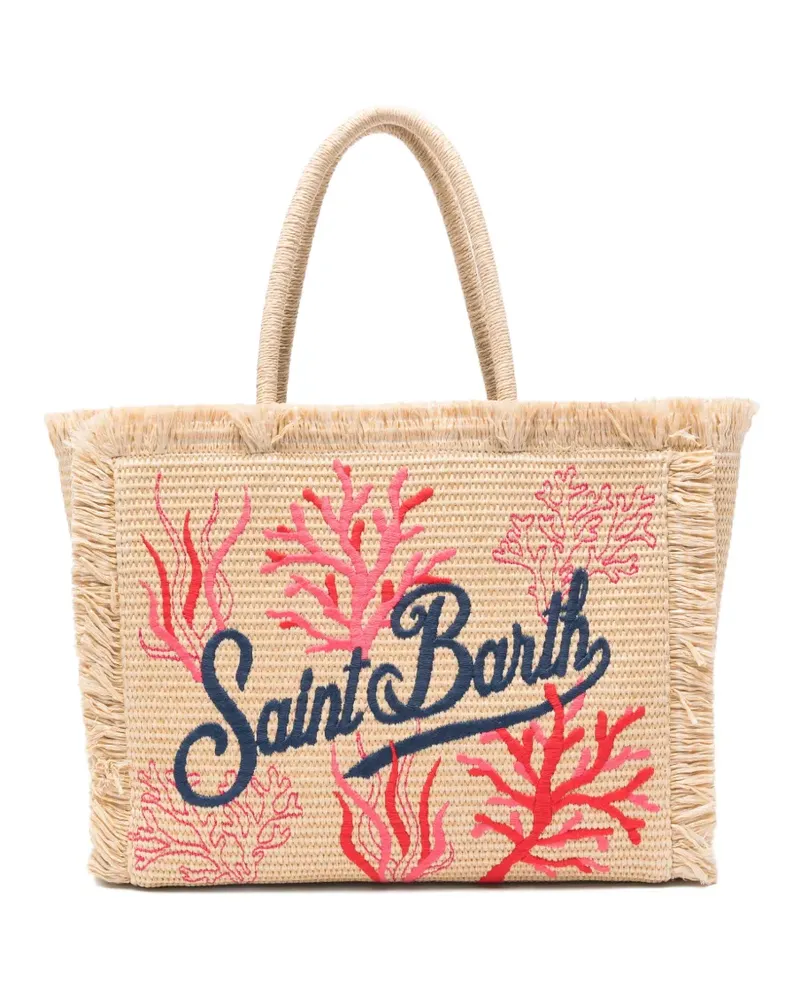 MC2 Saint Barth Vanity coral-embroidered tote bag - Nude Nude