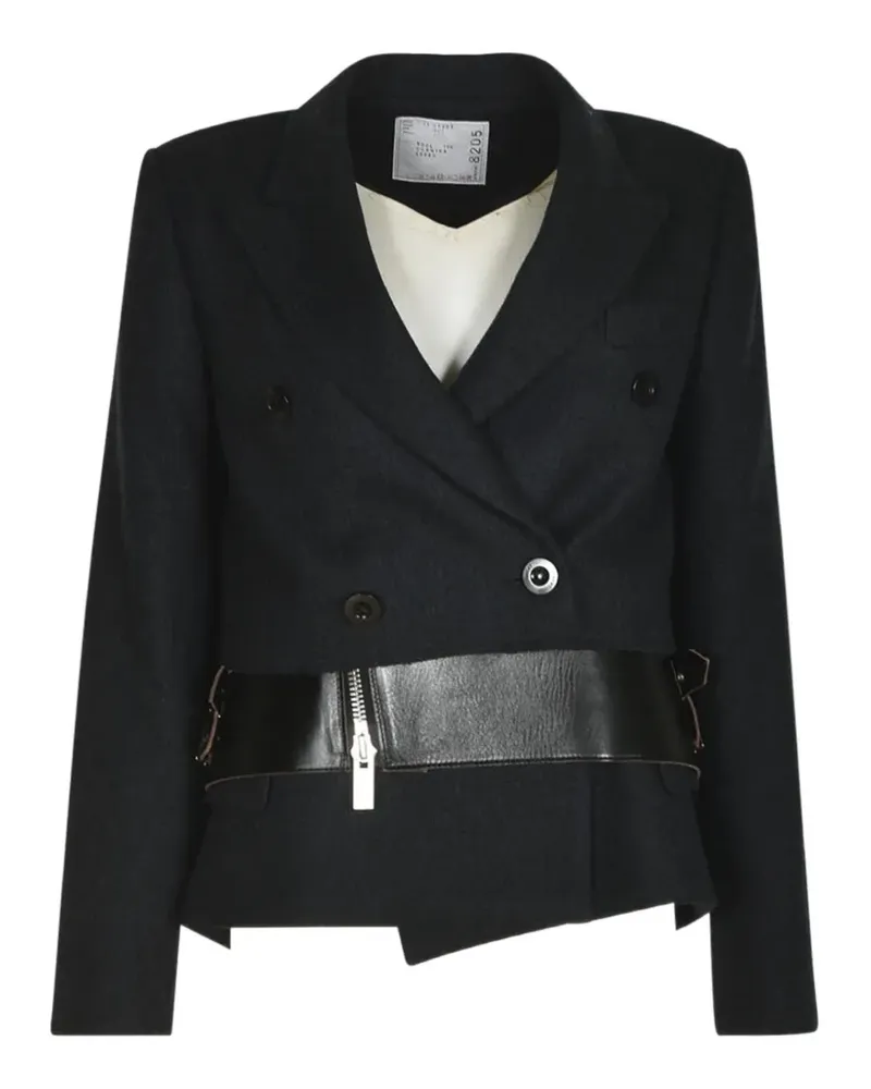 Sacai double-breasted belted blazer - Schwarz Schwarz