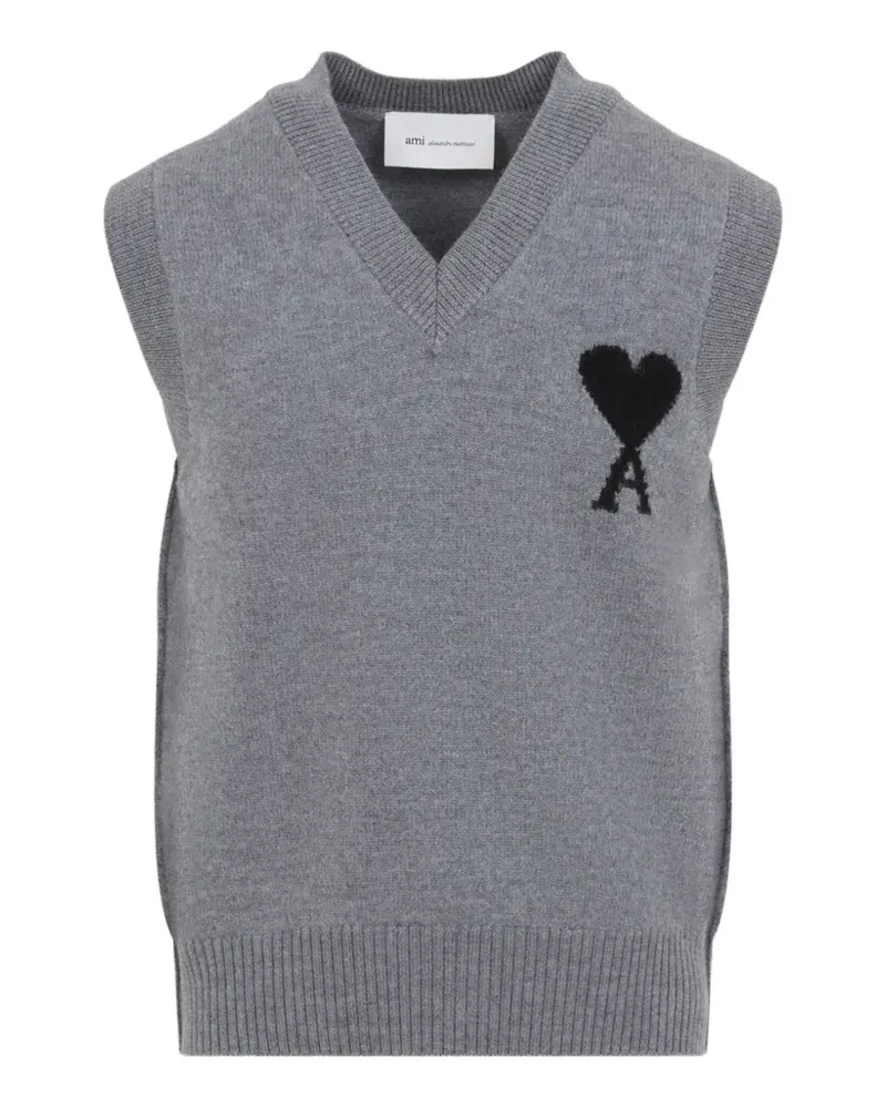 AMI Paris Ärmelloser Pullover mit Ami de Coeur - Grau Grau