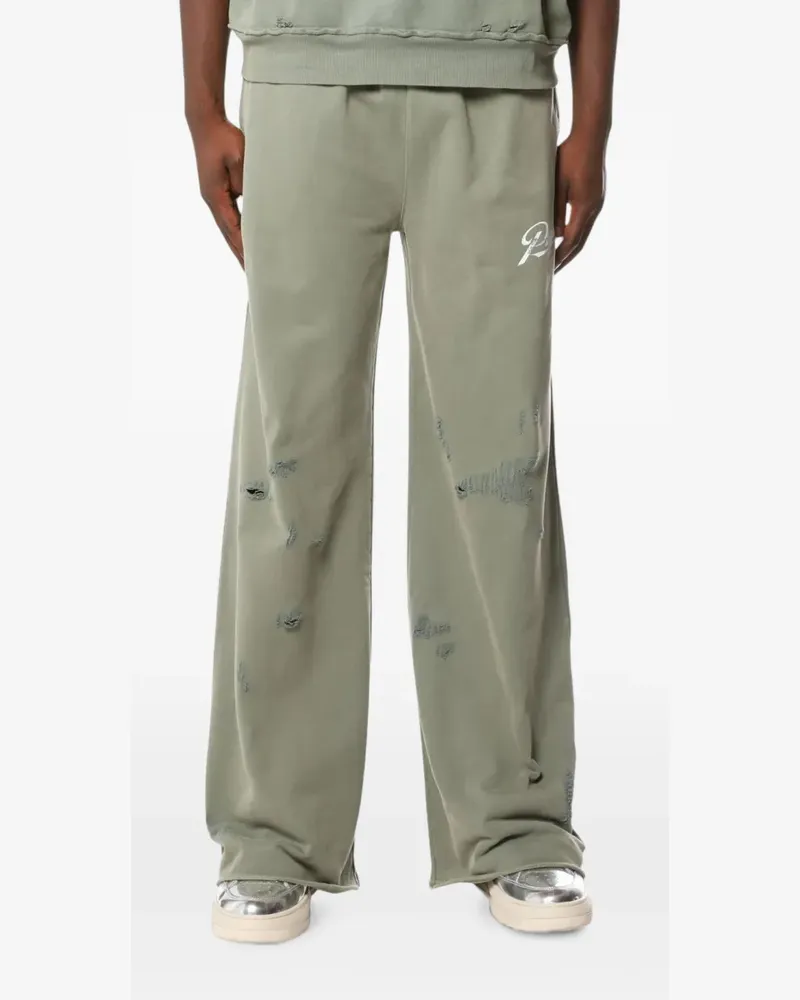 PURPLE BRAND Slugger distressed logo-print track pants - Grün Grün