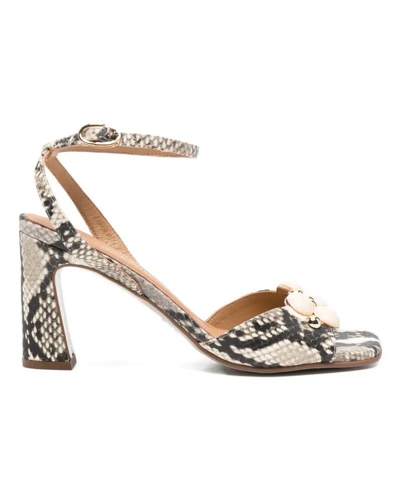 Pedro Miralles snake-effect embellished sandals - Nude Nude