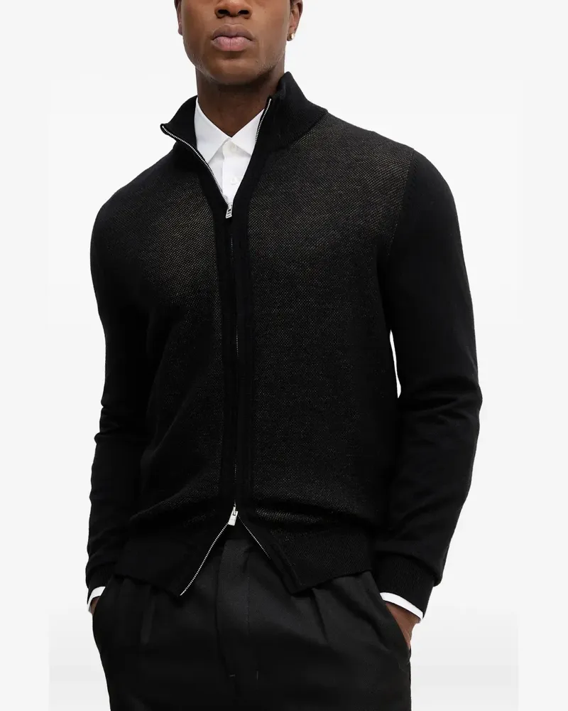 HUGO BOSS Cardigan mit Reißverschluss - Schwarz Schwarz