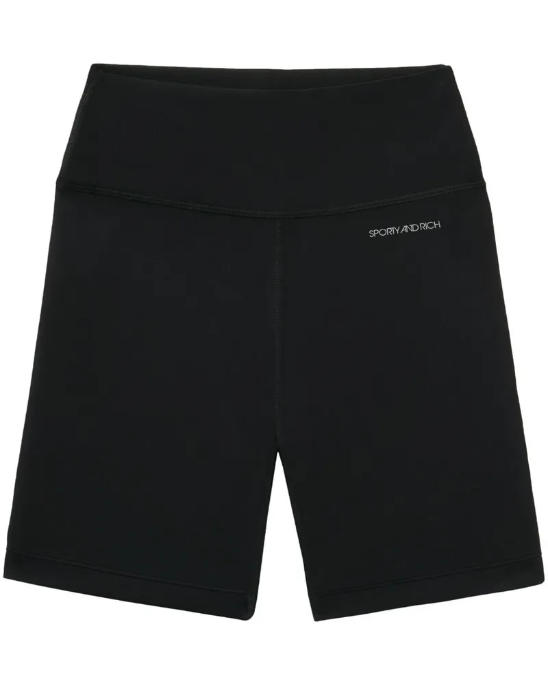 SPORTY & RICH N.03 Shorts mit Logo-Print - Schwarz Schwarz