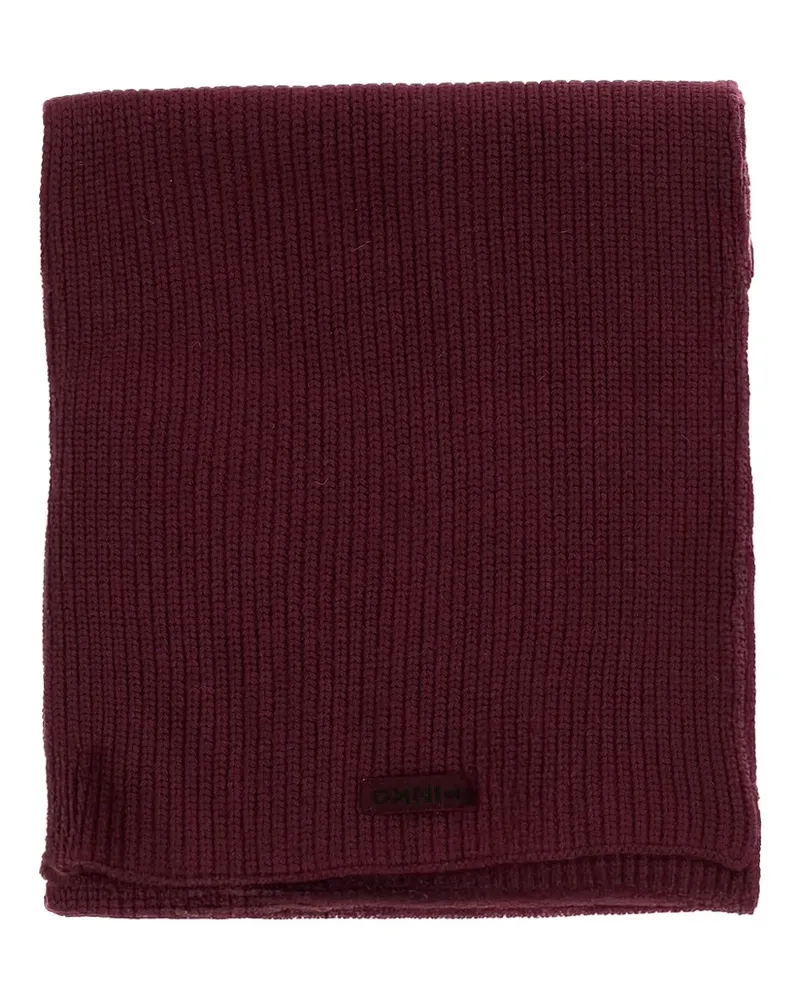 Pinko Gerippter Schal mit Logo-Patch - Rot Rot
