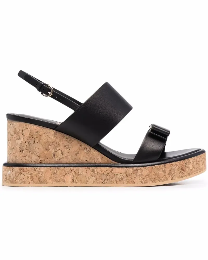 Ferragamo Wedge-Sandalen mit Vara-Schleife - Schwarz Schwarz