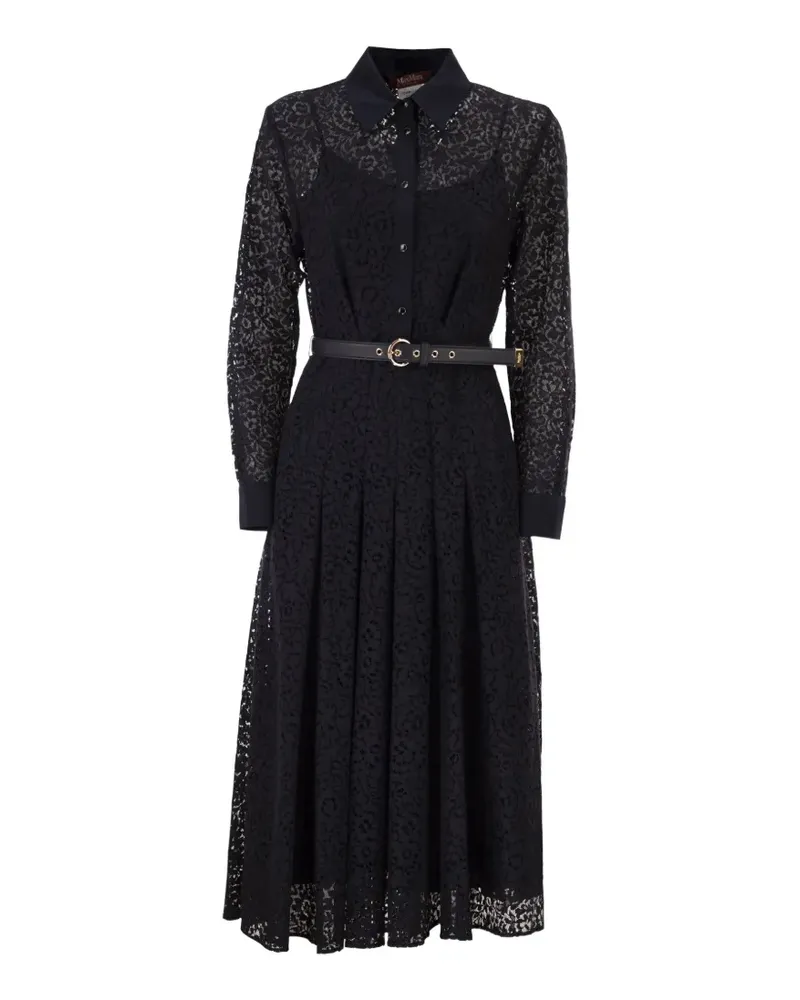 Max Mara Mstricordo lace pleated shirt midi dress - Blau Blau