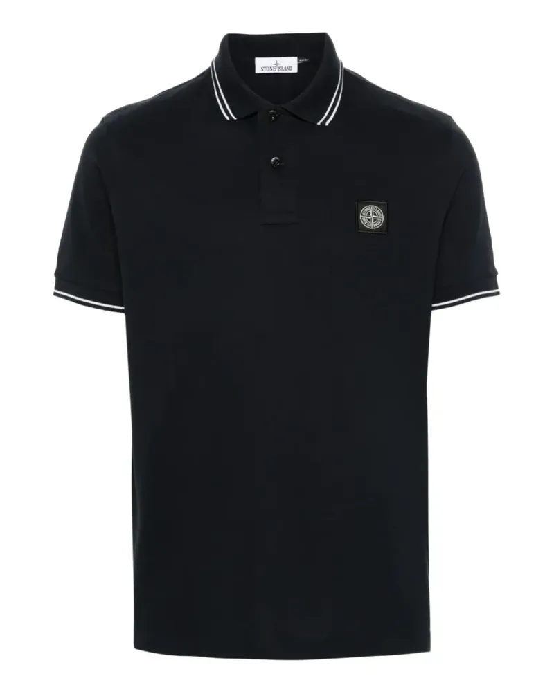 Stone Island 2200010 organic-cotton piqué with stretch polo shirt - Blau Blau