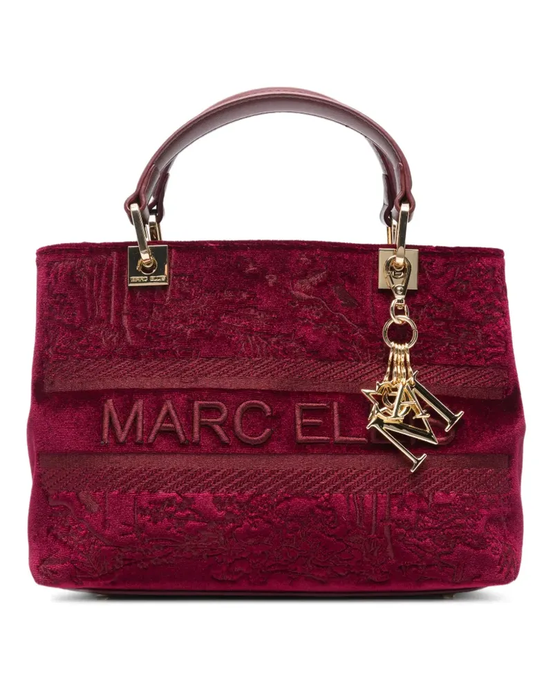 MARC ELLIS Wendi logo-embroidered velvet tote bag - Rot Rot