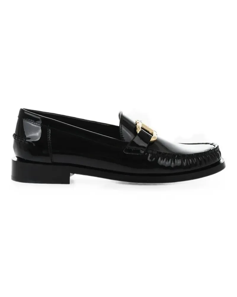 Ferragamo Loafer aus Lackleder mit goldfarbenem Gancini-Detail - Schwarz Schwarz