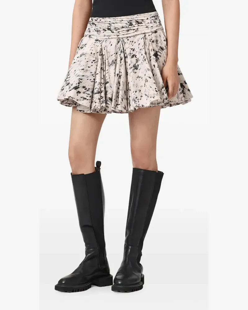 AllSaints abstract-print pleated mini skirt - Nude Nude
