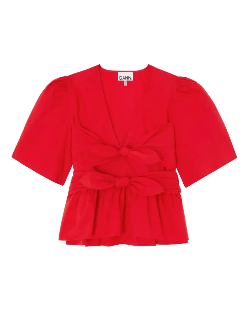 Ganni Schößchen-Bluse mit Schleifendetail - Rot Rot