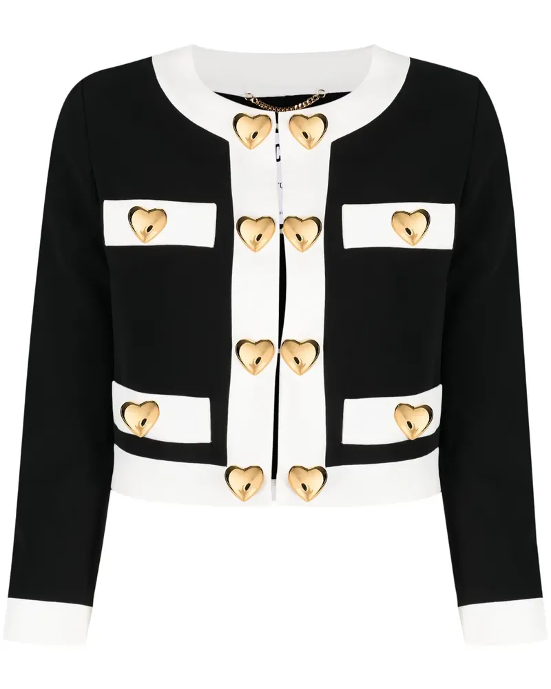 Moschino Cropped-Jacke mit Herzapplikation - Schwarz Schwarz