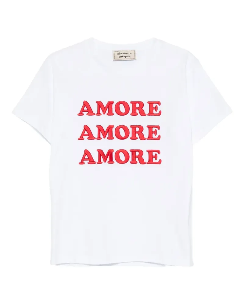 Alessandro Enriquez slogan-embroidered T-shirt - Weiß Weiß