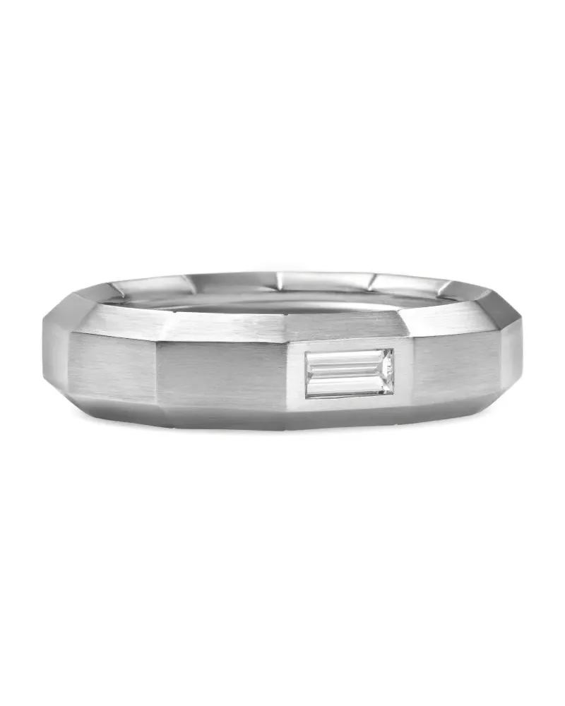 David Yurman 18kt Faceted Weißgoldring mit Diamant 6mm - Silber Silber