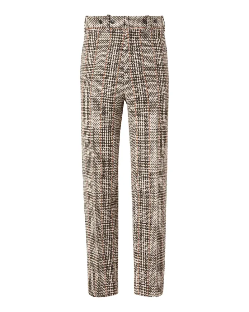 Ermenegildo Zegna beige olive green and reddish brown wool and paper yarn blend pants - Braun Braun