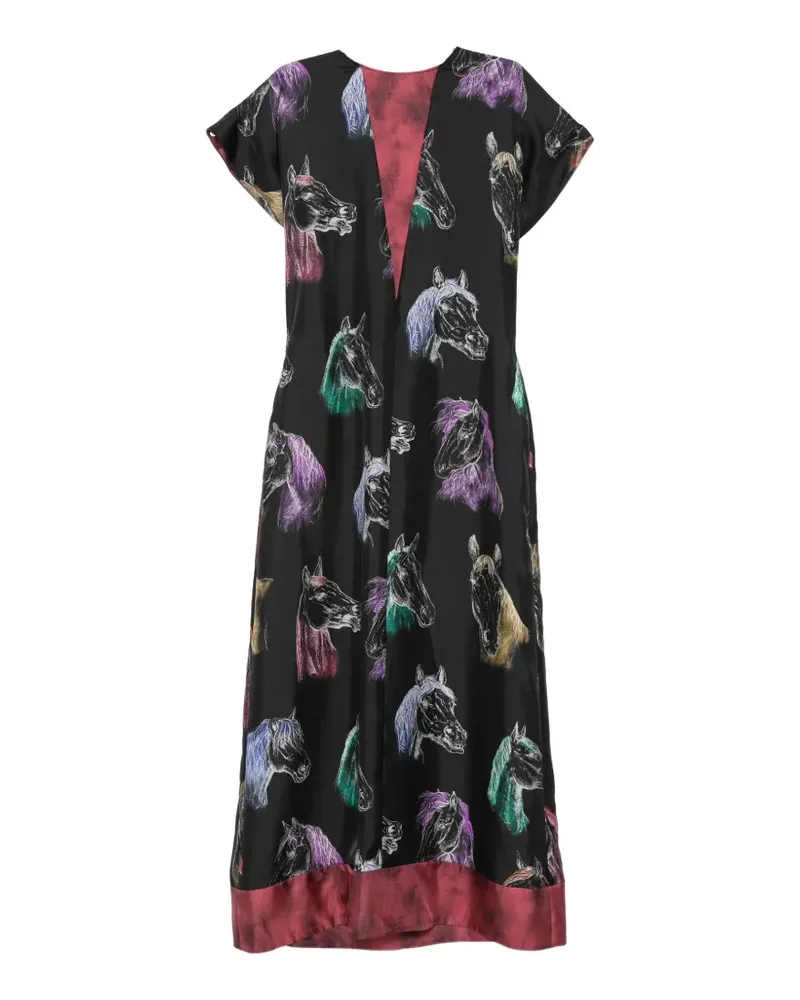 Moschino printed silk twill dress - Schwarz Schwarz