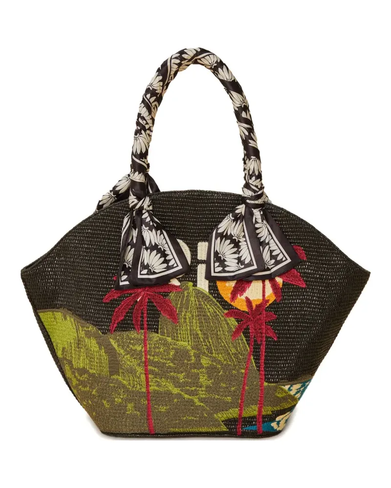 FARM Rio Shopper mit Blumenstickerei - Schwarz Schwarz