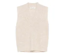 Gerippter Pullunder mit V-Ausschnitt - Nude