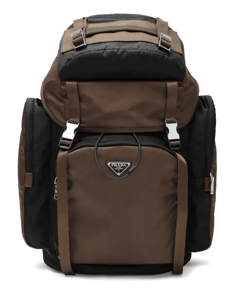 Prada Re-Nylon logo-plaque backpack - Schwarz Schwarz