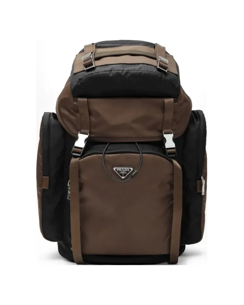 Prada Re-Nylon logo-plaque backpack - Schwarz Schwarz
