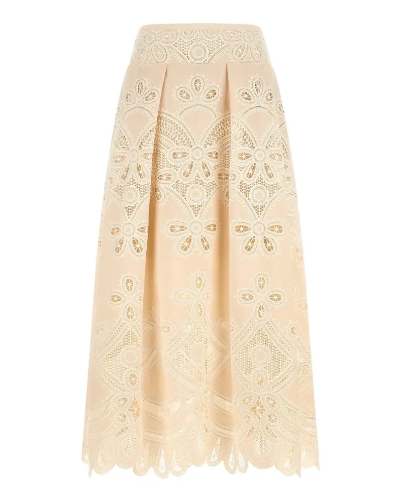 Elie Saab Maxirock mit Carving-Stickerei - Nude Nude