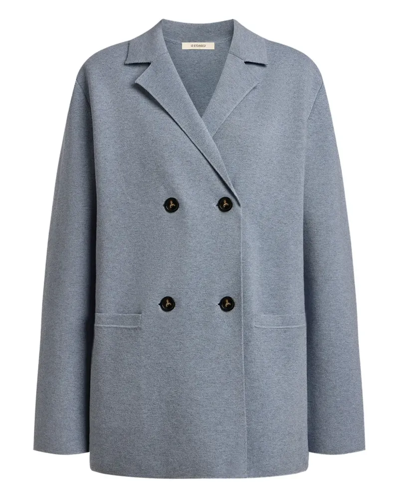 12 STOREEZ double-breasted knitted blazer - Blau Blau