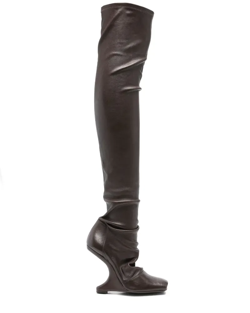 Rick Owens Lilies Overknee-Stiefel mit Design-Absatz - Braun Braun