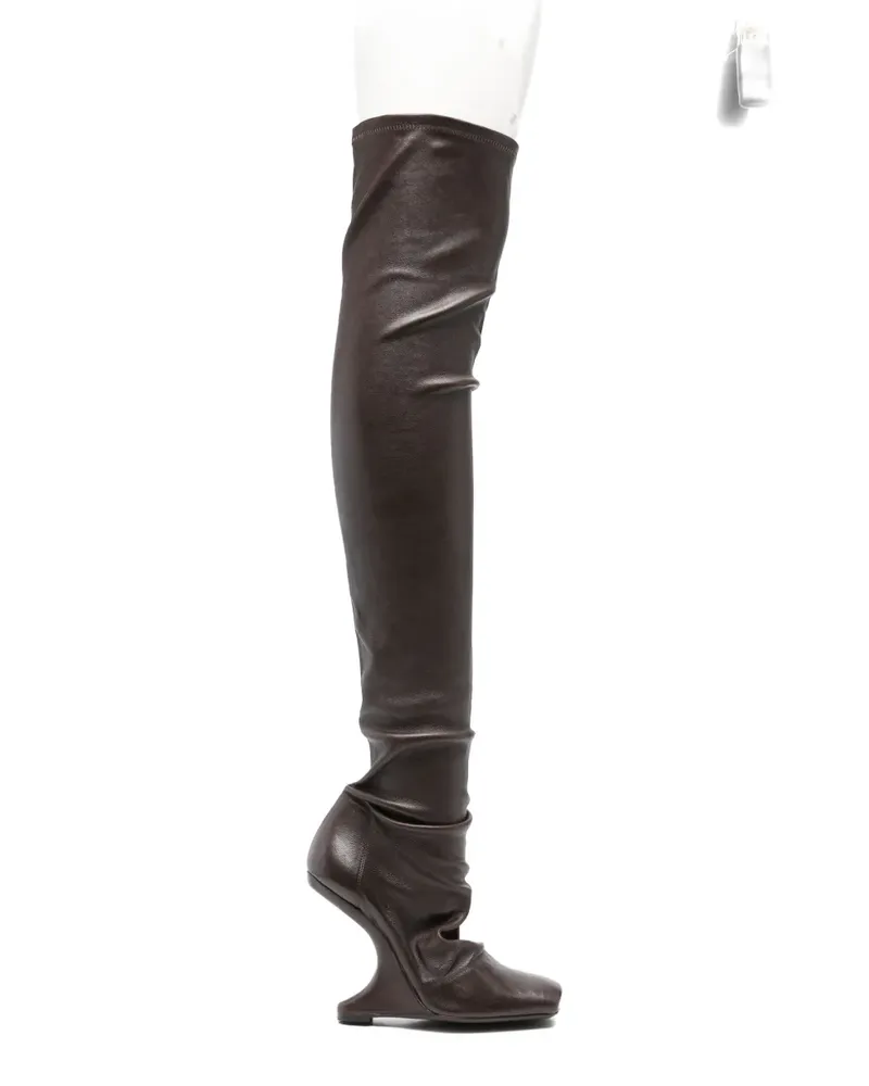 Rick Owens Lilies Overknee-Stiefel mit Design-Absatz - Braun Braun