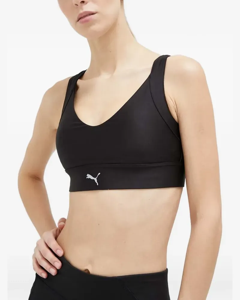 Puma logo-print racerback bra - Schwarz Schwarz
