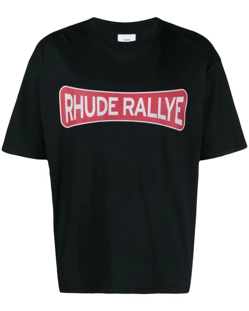 RHUDE Rallye T-Shirt mit Logo-Print Schwarz