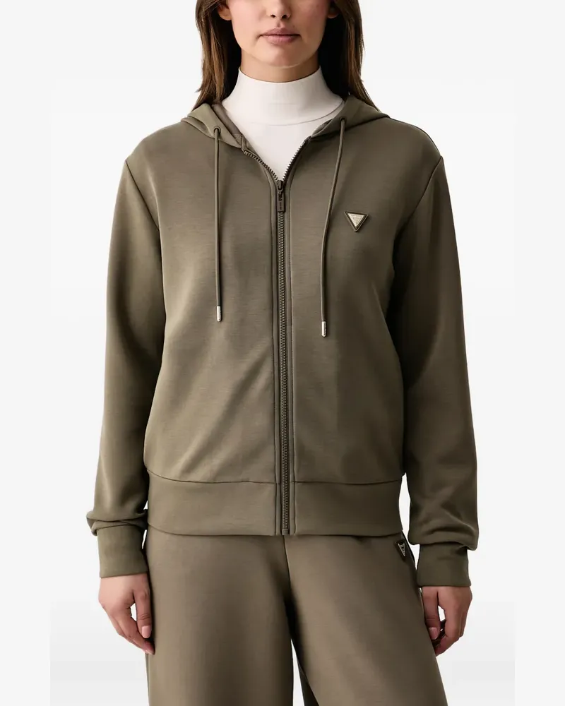 Guess logo-plaque zip-up hoodie - Grün Grün