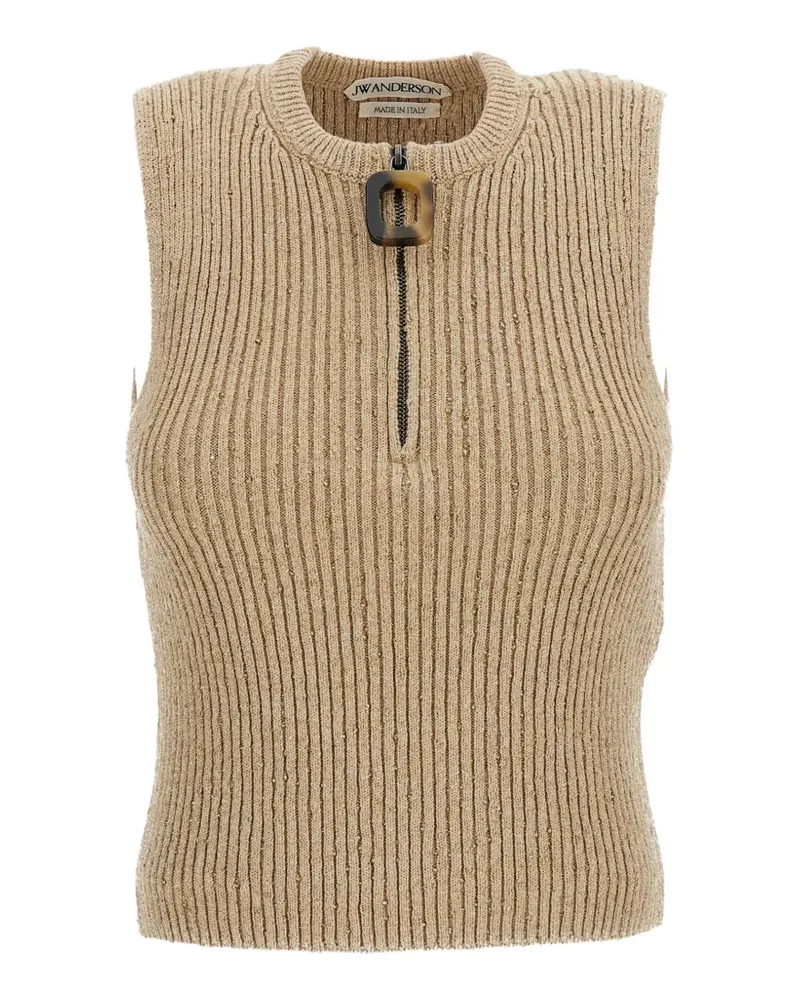 J.W.Anderson Geripptes Strickoberteil mit Viertelreißverschluss - Nude Nude