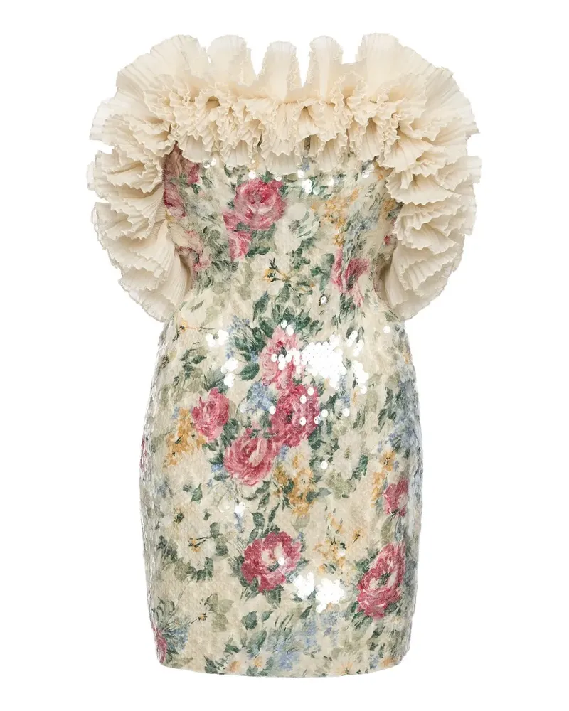 NISSA ruffled sequin-embellished mini dress - Nude Nude