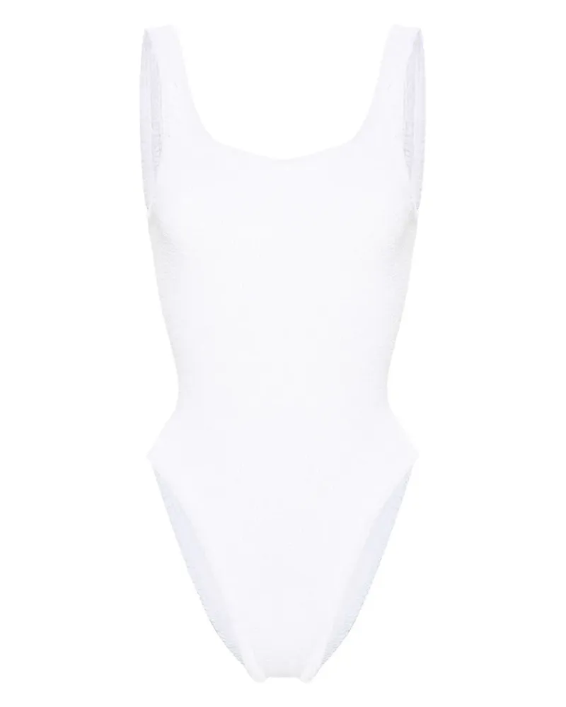 Hunza G Badeanzug mit Knitteroptik - Weiß Weiß