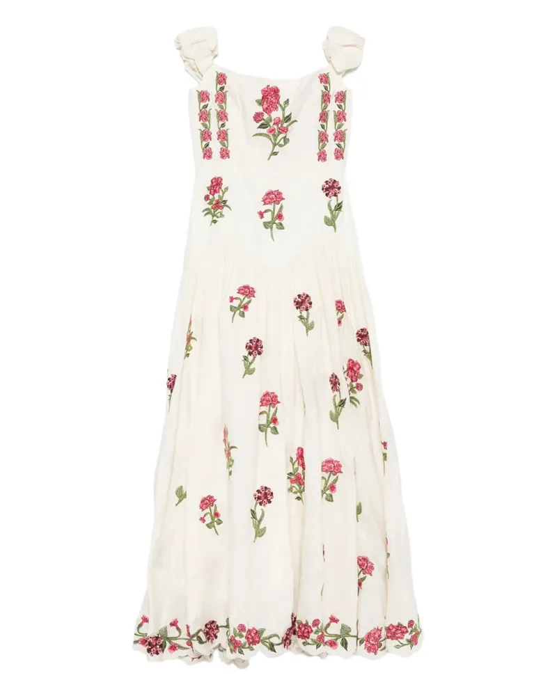 AGUA BENDITA Schulterfreies Siembra Quebrada Kleid mit Blumenmuster - Nude Nude