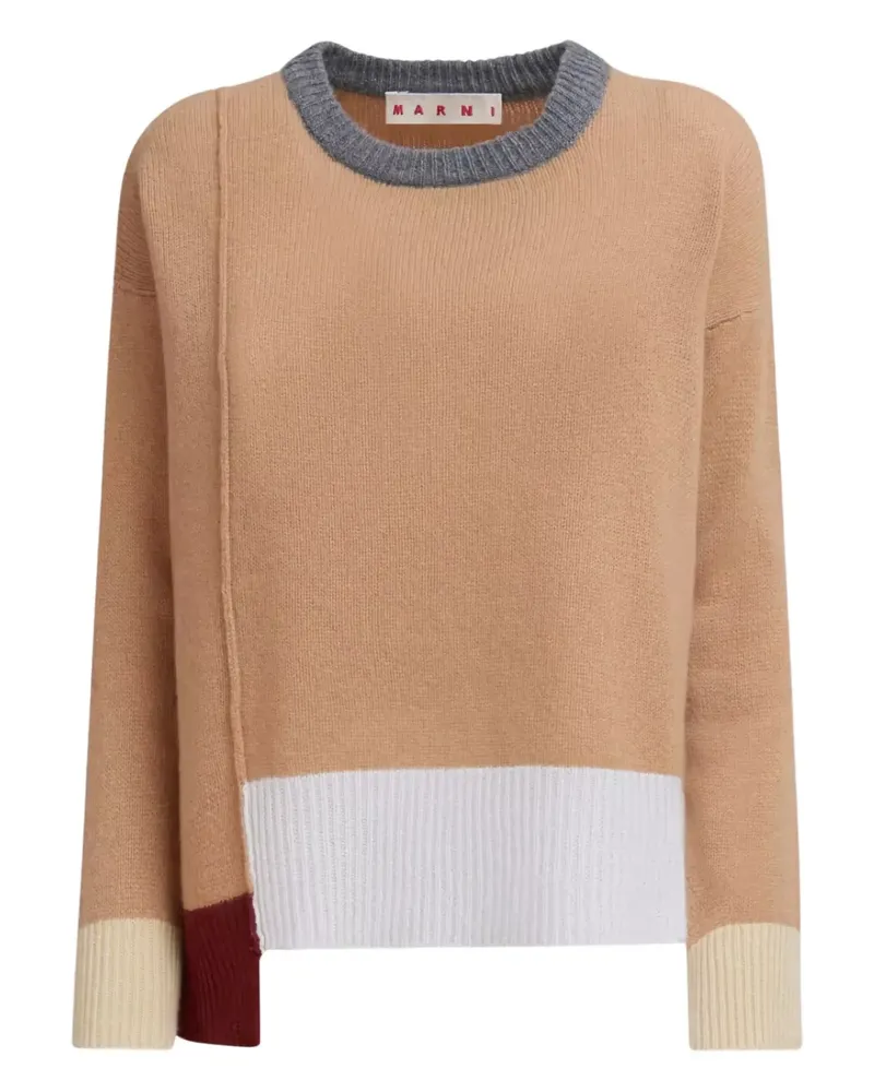 Marni colour-block asymmetric jumper - Nude Nude