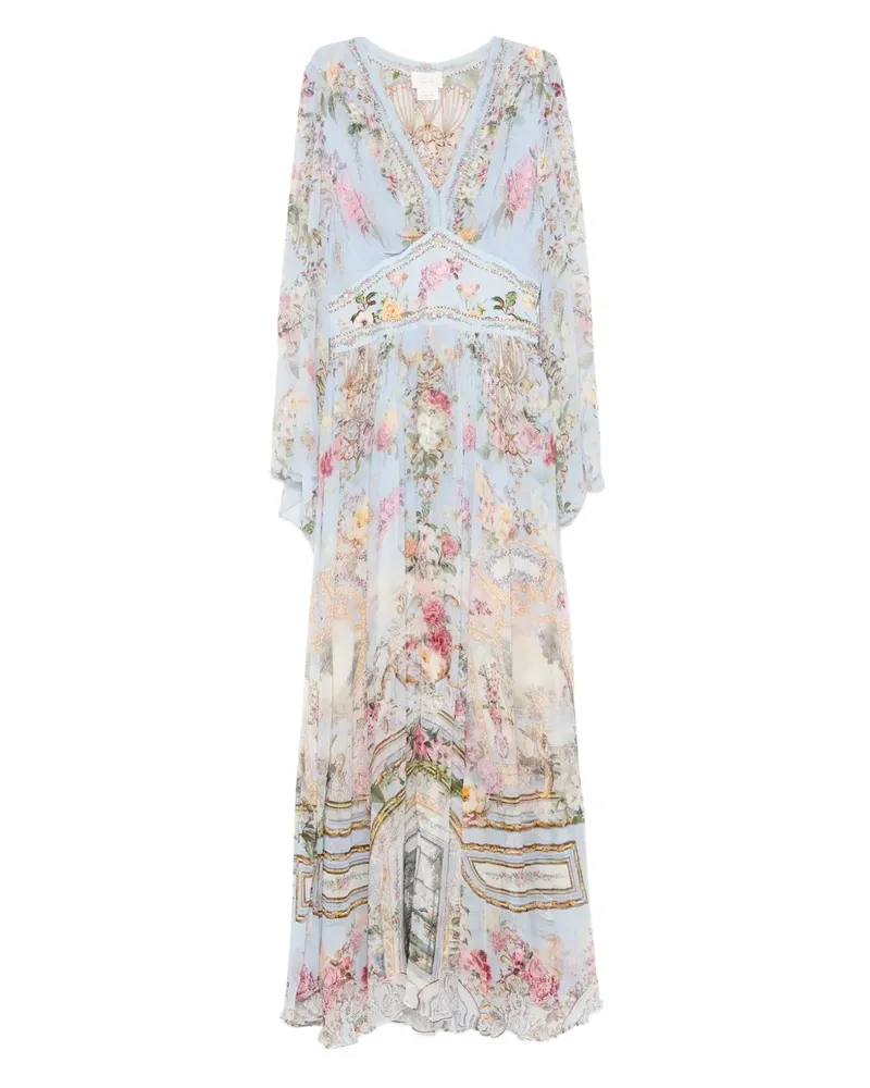 Camilla Maxikleid mit Blumen-Print - Blau Blau