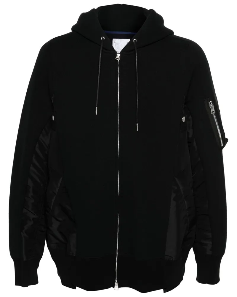 Sacai Hoodie mit Kontrasteinsätzen - Schwarz Schwarz