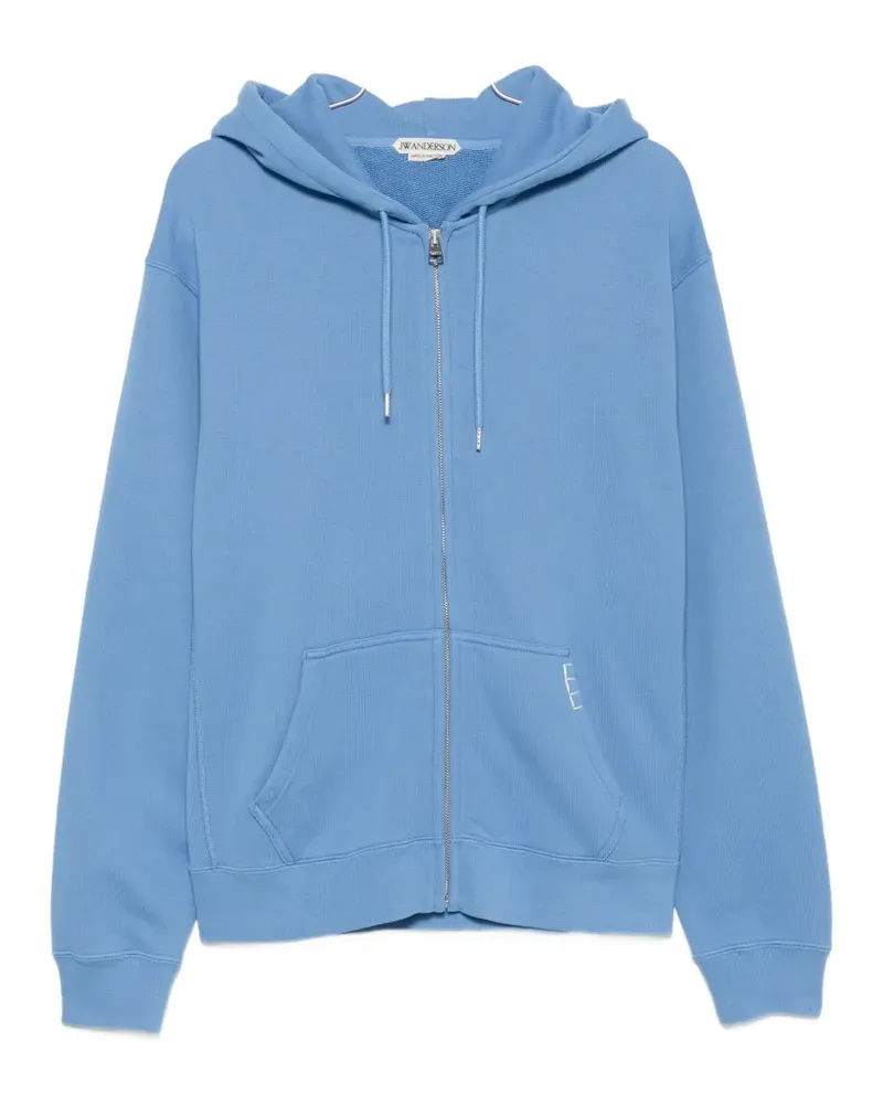 J.W.Anderson logo-embroidered zip-up hoodie - Blau Blau