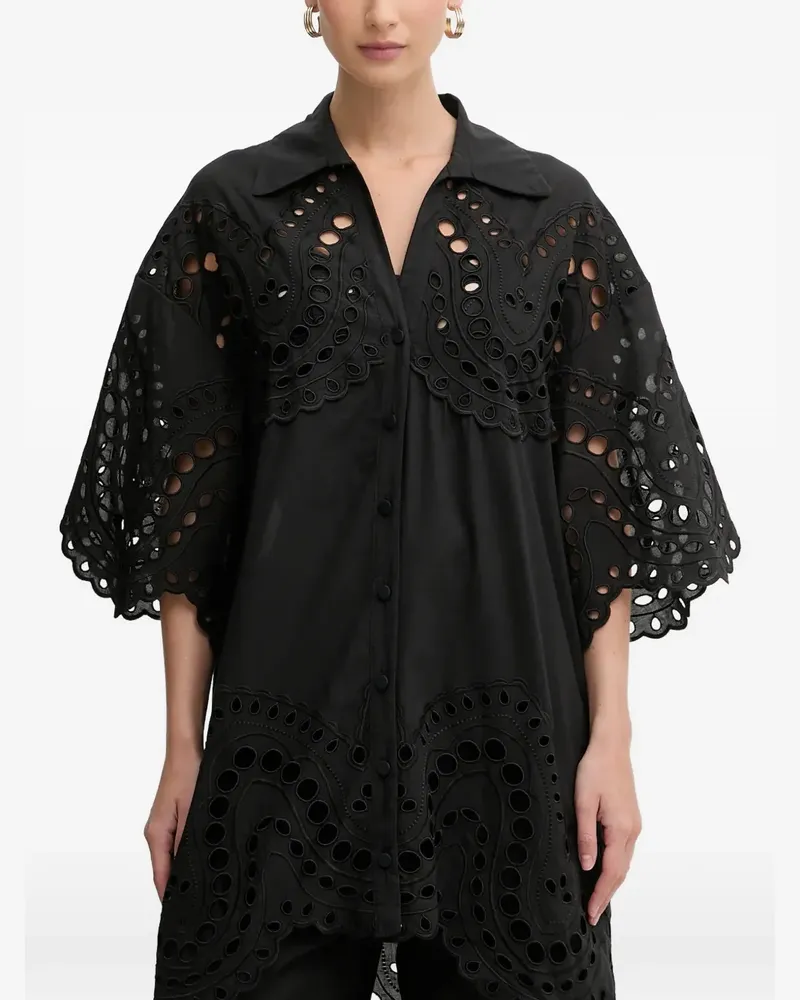 Charo Ruiz Tao Bluse mit Ösen - Schwarz Schwarz