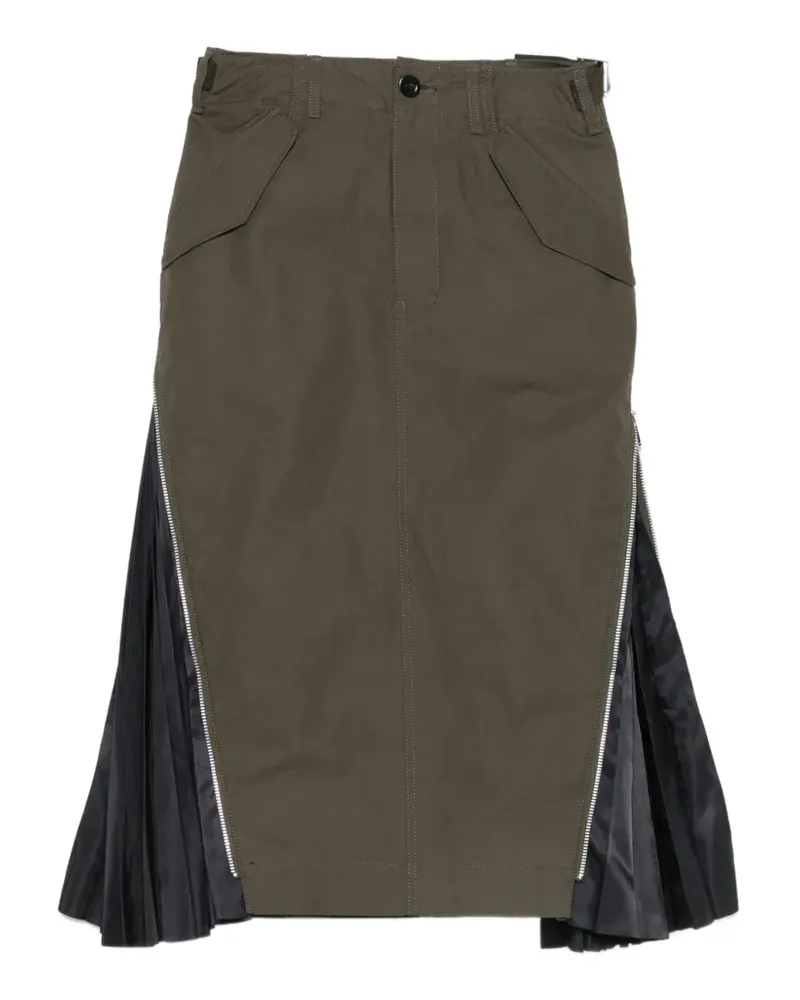 Sacai Midirock mit plissiertem Einsatz - Grau Grau