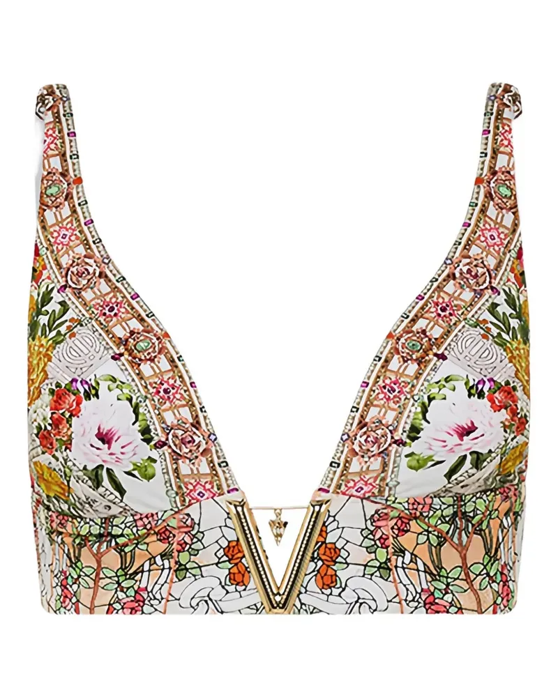 Camilla The Egyptian Rose floral-pattern bikini top - Weiß Weiß
