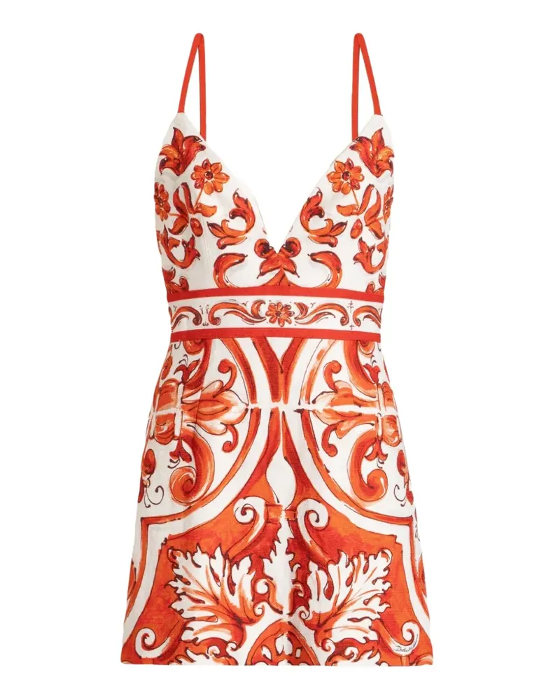 Dolce & Gabbana Kleid mit Majolica-Print - Weiß Weiß