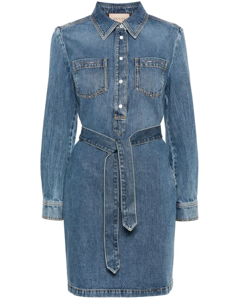 Gucci Jeanskleid mit Horsebit-Detail - Blau Blau