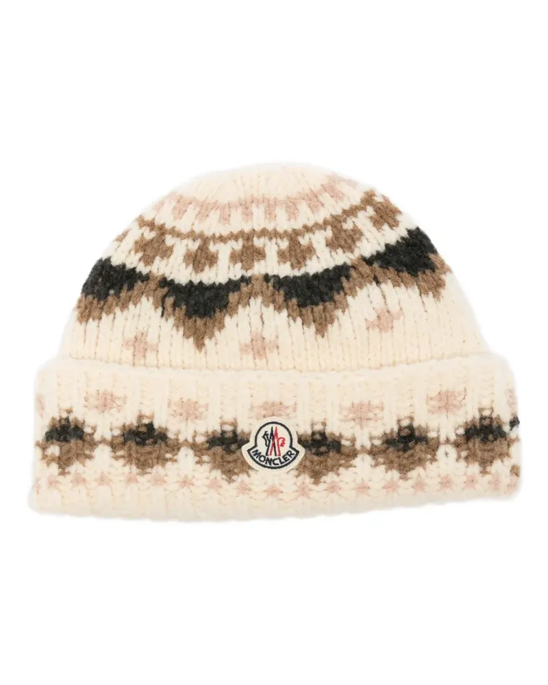 Moncler Beanie mit mehrfarbigem Strickmuster - Nude Nude