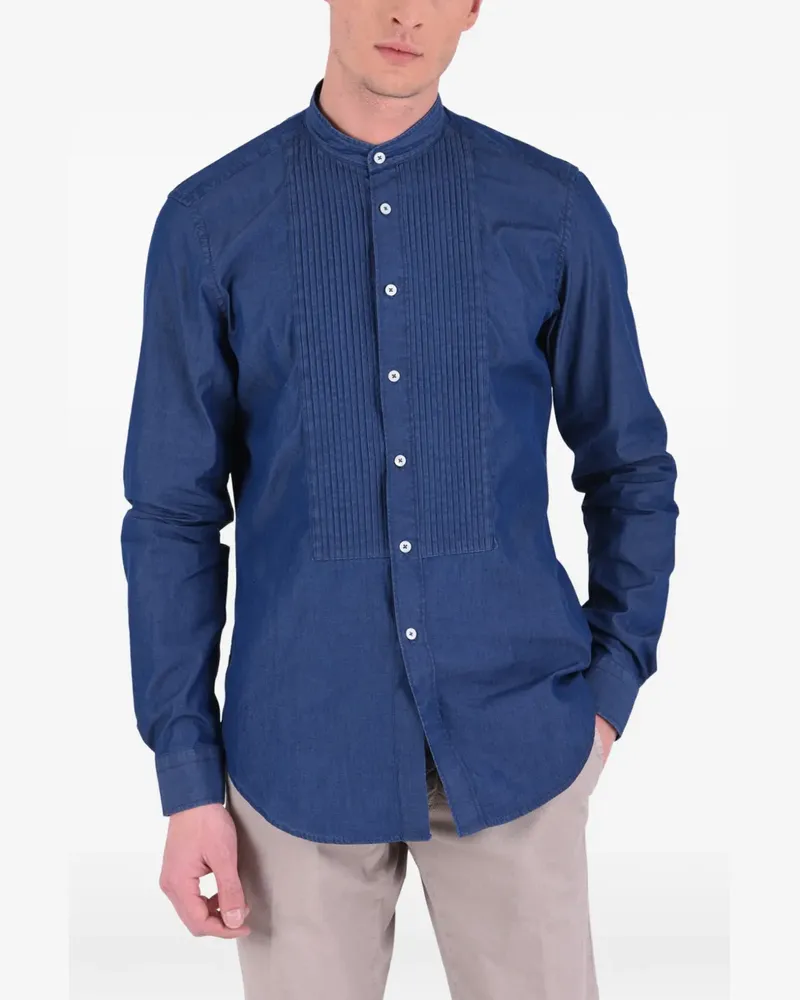 Dell'oglio Hemd mit plissiertem Latz - Blau Blau