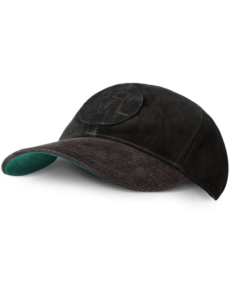 Ralph Lauren Wildleder-Baseballkappe mit Logo-Patch - Schwarz Schwarz