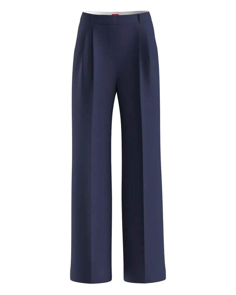 HUGO BOSS Wide-Leg-Hose mit Bundfalten - Blau Blau