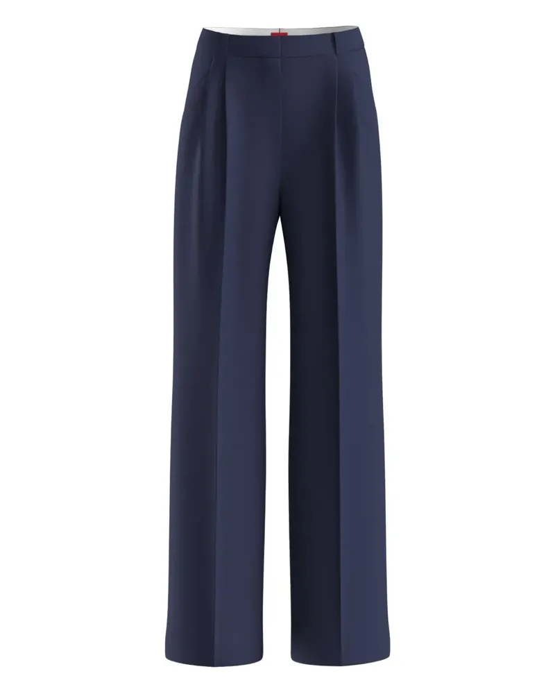 HUGO BOSS Wide-Leg-Hose mit Bundfalten - Blau Blau