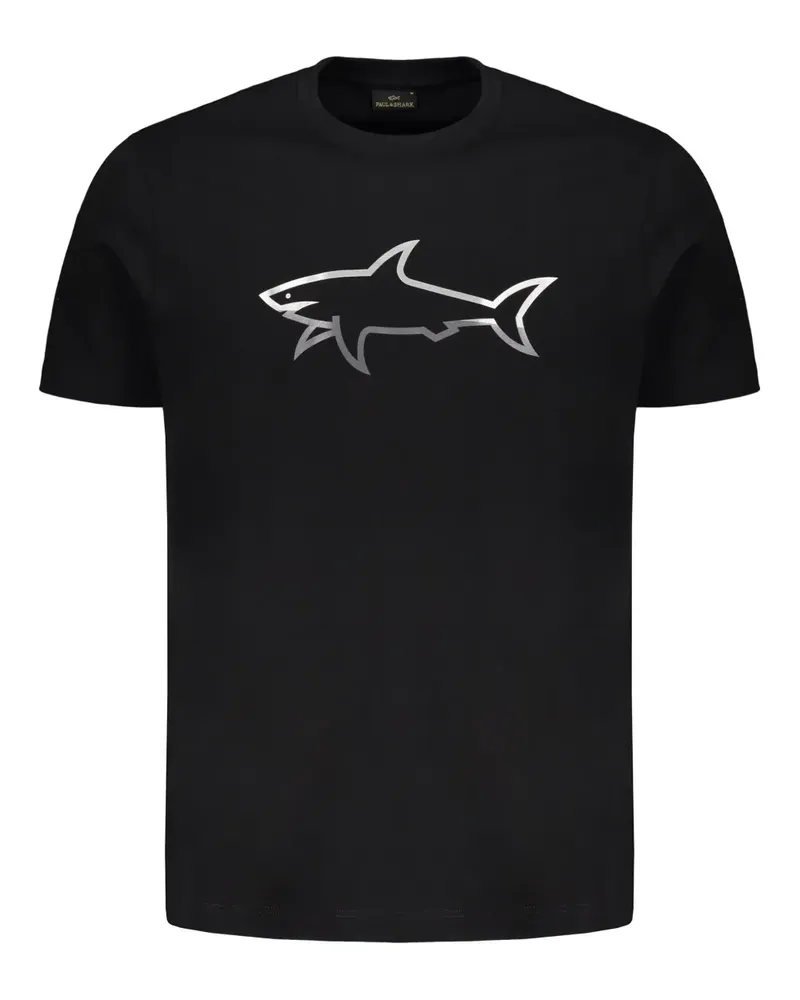 Paul & Shark T-Shirt mit reflektierendem Hai-Print - Schwarz Schwarz